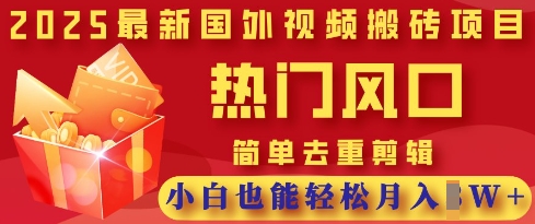 2025最新视频搬砖项目，热门风口，简单去重剪辑，小白也能轻松月入过W-雲鼎文化传媒