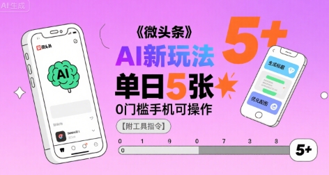 微头条AI新玩法，小白单日5张+，0门槛手机可操作【附工具指令】-雲鼎文化传媒