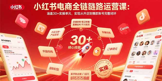 小红书电商全链路运营课：涵盖30+实操单元，实现从开店到爆款账号完整闭环-雲鼎文化传媒