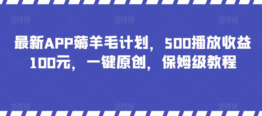 最新APP薅羊毛计划，500播放收益100元，一键原创，保姆级教程-雲鼎文化传媒
