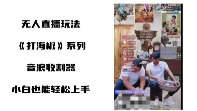 打海椒无人直播整蛊项目，小白轻松上手撸音浪收割器-雲鼎文化传媒