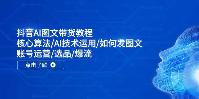 抖音AI图文带货教程：核心算法/AI技术运用/如何发图文/账号运营/选品/爆流-雲鼎文化传媒