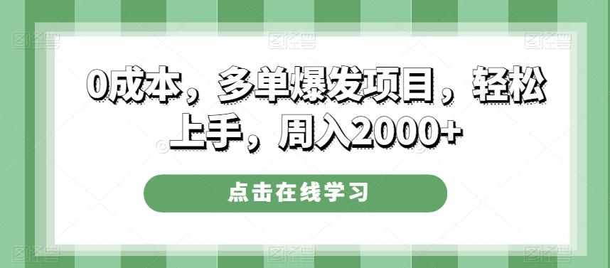 0成本，多单爆发项目，轻松上手，周入2000+-雲鼎文化传媒