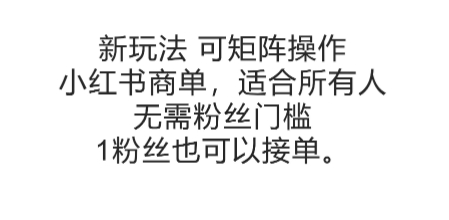 可矩阵操作，小红书商单新玩法，适合所有人，无需粉丝门槛，1粉丝也可以接单-雲鼎文化传媒