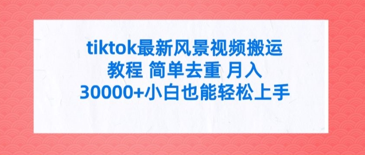 tiktok最新风景视频搬运教程 简单去重 月入3W+小白也能轻松上手【揭秘】-雲鼎文化传媒