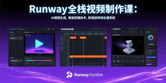 Runway全栈视频制作课：AI视频生成，智能剪辑技术，影视级特效处理系统-雲鼎文化传媒