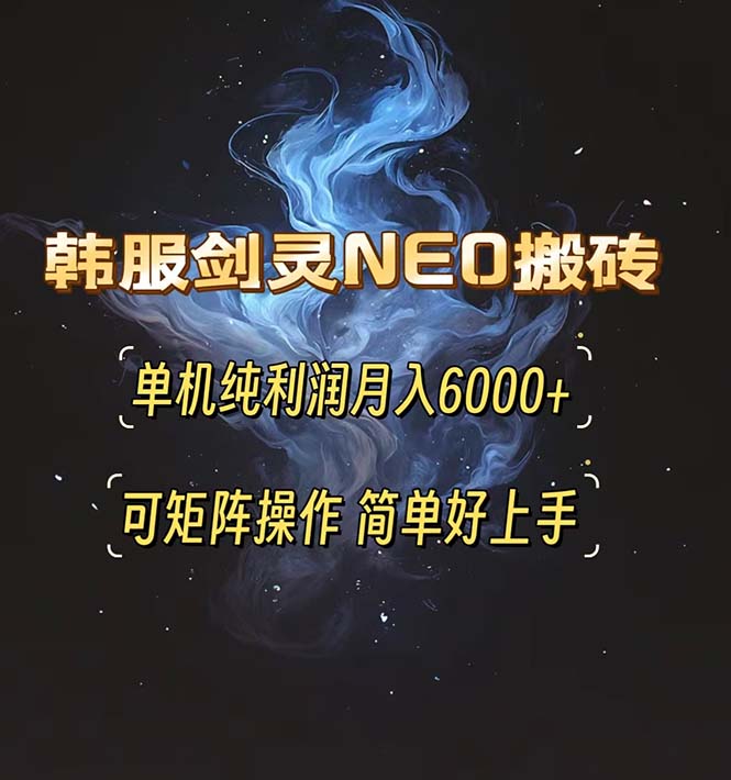 韩服剑灵NEO搬砖攻略，单机纯利润月入6000+ 可矩阵操作，简单好上手。-雲鼎文化传媒
