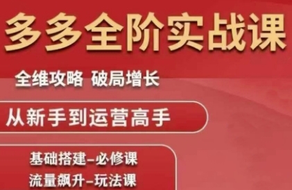 拼多多全阶实战课程，全维攻略，破局增长，从新手到运营高手-雲鼎文化传媒