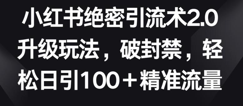 小红书绝密引流术2.0升级玩法，破封禁，轻松日引100+精准流量【揭秘】-雲鼎文化传媒