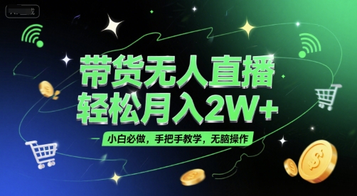 带货无人直播，轻松月入2W+，小白必做，手把手教学，无脑操作(附学习资料)-雲鼎文化传媒