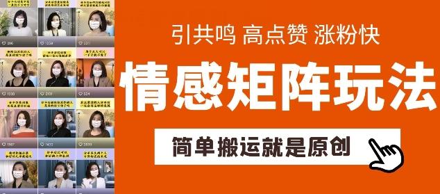 简单搬运，情感矩阵玩法，涨粉速度快，可带货，可起号【揭秘】-雲鼎文化传媒