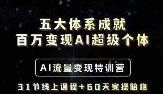 五大体系成就百万变现AI超级个体- AI流量变现特训营，一步一步教你一个人怎么年入百W-雲鼎文化传媒