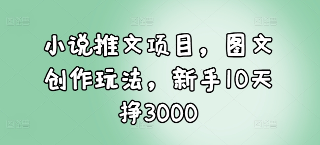 小说推文项目，图文创作玩法，新手10天挣3000-雲鼎文化传媒
