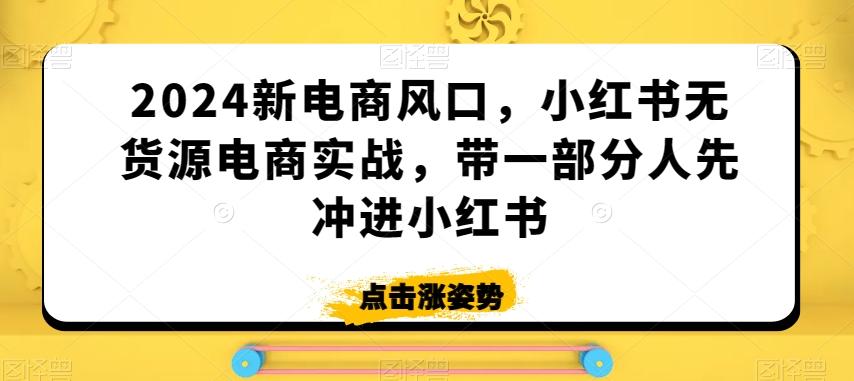 2024新电商风口，小红书无货源电商实战，带一部分人先冲进小红书-雲鼎文化传媒