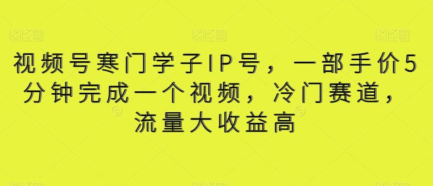 视频号寒门学子IP号，一部手价5分钟完成一个视频，冷门赛道，流量大收益高【揭秘】-雲鼎文化传媒
