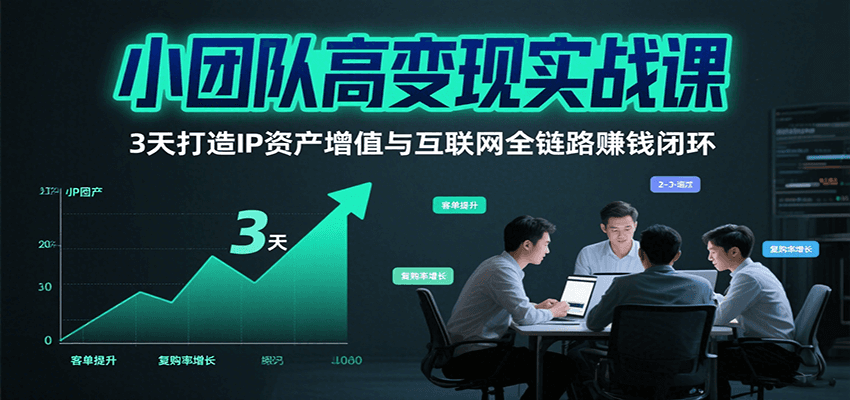 小团队高变现实战课，3天打造IP资产增值与互联网全链路赚钱闭环(第二期)-雲鼎文化传媒