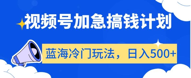 视频号加急搞钱计划，蓝海冷门玩法，日入500+【揭秘】-雲鼎文化传媒