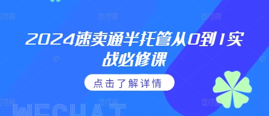 2024速卖通半托管从0到1实战必修课，掌握通投广告打法、熟悉速卖通半托管的政策细节-雲鼎文化传媒