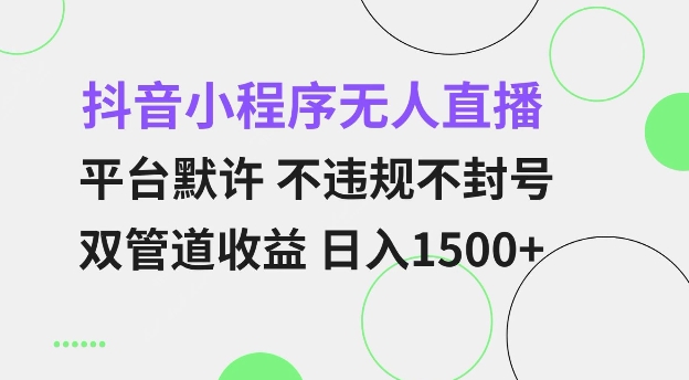 抖音小程序无人直播 平台默许 不违规不封号 双管道收益 日入多张 小白也能轻松操作【仅揭秘】-雲鼎文化传媒
