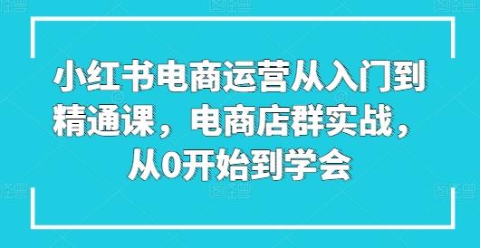 小红书电商运营从入门到精通课，电商店群实战，从0开始到学会-雲鼎文化传媒