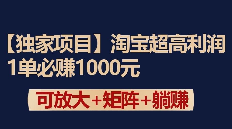 独家淘宝超高利润项目：1单必赚1000元，可放大可矩阵操作-雲鼎文化传媒