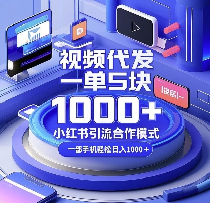 视频代发，一单5块，小红书引流合作模式，一部手机轻松日入多张【揭秘】-雲鼎文化传媒