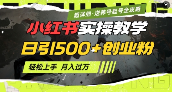 2月小红书最新日引500+创业粉实操教学【超详细】小白轻松上手，月入1W+，附小红书养号起号SOP-雲鼎文化传媒