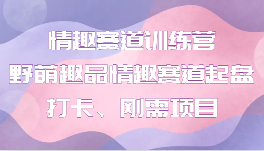 情趣赛道训练营 野萌趣品情趣赛道起盘打卡、刚需项目-雲鼎文化传媒