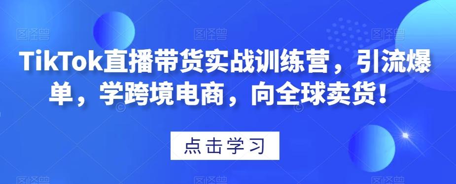 TikTok直播带货实战训练营，引流爆单，学跨境电商，向全球卖货！-雲鼎文化传媒