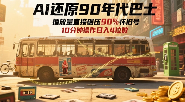 AI还原90年代巴士，一帧就让70后泪崩，播放量直接碾压90%怀旧号，每天操作十分钟，日入四位数-雲鼎文化传媒