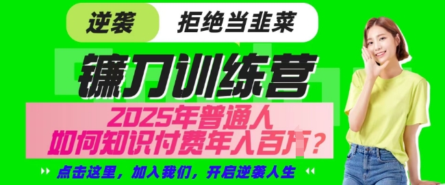【网创项目终点站-镰刀训练营超级IP合伙人】25年普通人如何通过知识付费实现逆袭【揭秘】-雲鼎文化传媒