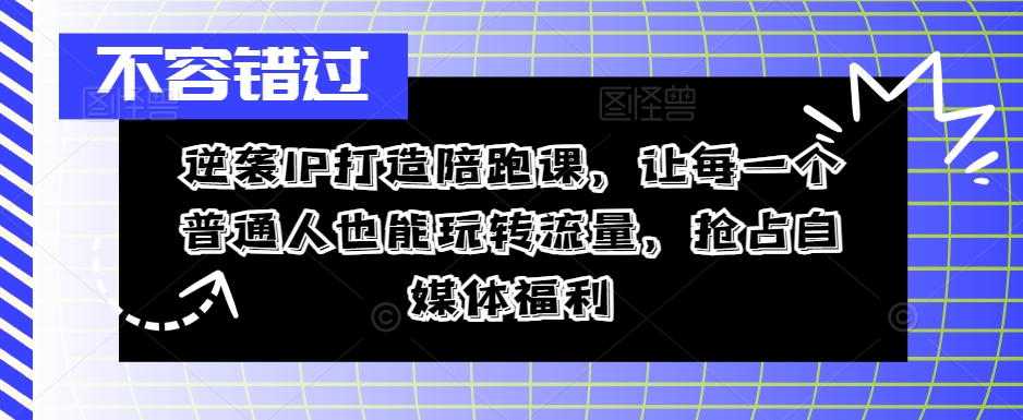 逆袭IP打造陪跑课，让每一个普通人也能玩转流量，抢占自媒体福利-雲鼎文化传媒