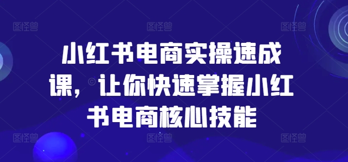 小红书电商实操速成课，让你快速掌握小红书电商核心技能-雲鼎文化传媒