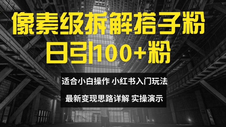像素级拆解搭子粉，日引100+，小白看完可上手，最新变现思路详解【揭秘】-雲鼎文化传媒
