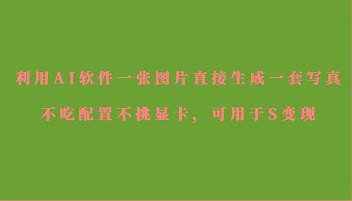 利用AI软件只需一张图片直接生成一套写真，不吃配置不挑显卡，可用于S变现-雲鼎文化传媒