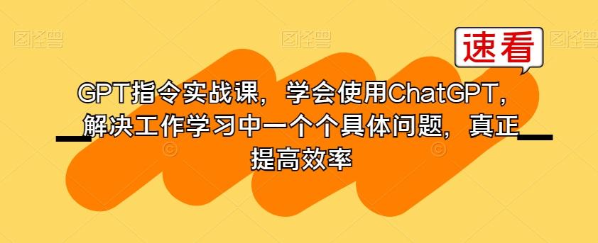 GPT指令实战课，学会使用ChatGPT，解决工作学习中一个个具体问题，真正提高效率-雲鼎文化传媒