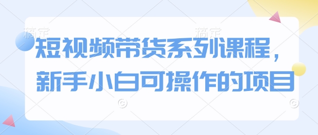短视频带货系列课程，新手小白可操作的项目-雲鼎文化传媒