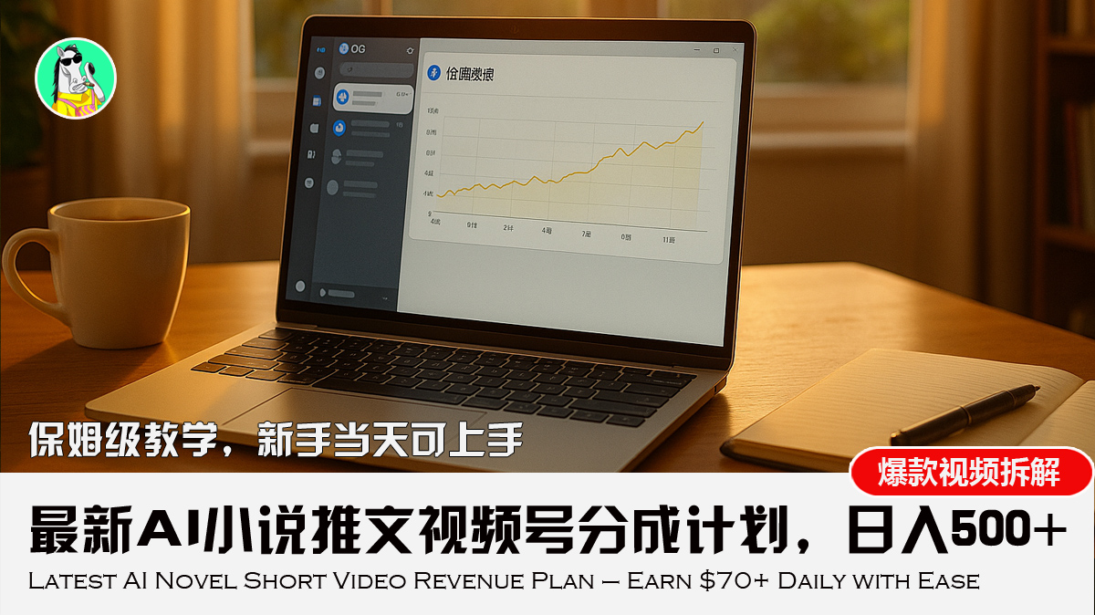 最新AI小说推文视频号分成计划，新手小白也能当天日入500+教程-雲鼎文化传媒