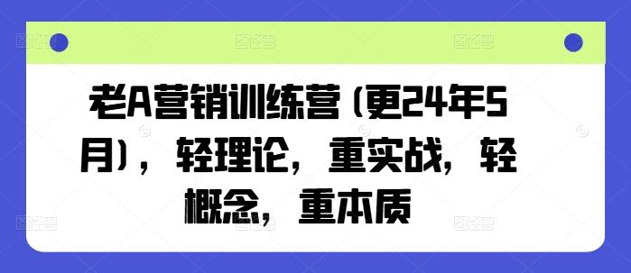 老A营销训练营(更24年6月)，轻理论，重实战，轻概念，重本质-雲鼎文化传媒