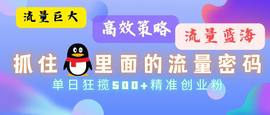 流量蓝海，抓住QQ里面的流量密码！高效策略，单日狂揽500+精准创业粉-雲鼎文化传媒