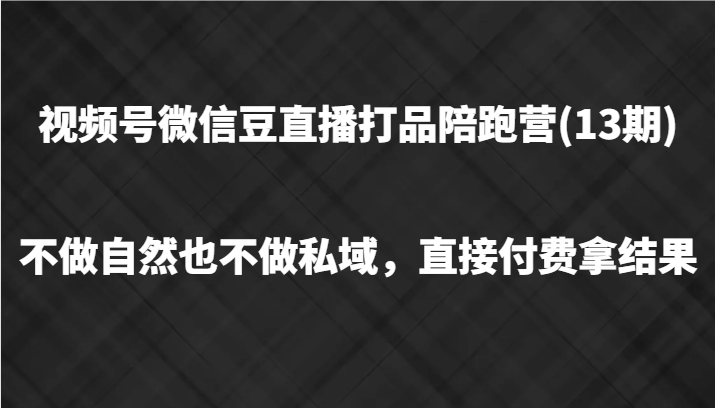 视频号微信豆直播打品陪跑(13期)，不做不自然流不做私域，直接付费拿结果-雲鼎文化传媒