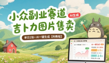 小众副业赛道 吉卜力图片售卖 单日2张+ AI一键生成【附教程】-雲鼎文化传媒