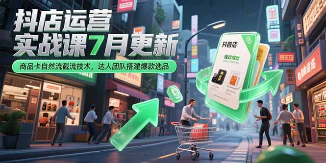 抖店运营实战课7月更新，商品卡自然流截流技术，达人团队搭建爆款选品-雲鼎文化传媒