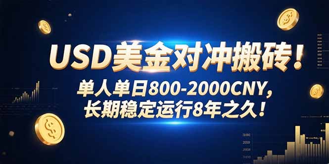 USD美金对冲搬砖!单人单日800-2000CNY，长期稳定运行8年之久!-雲鼎文化传媒